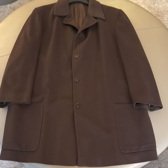 Rochester Big & Tall Men’s Wool & Cashmere Car Coat in Brown. SizeXXL.